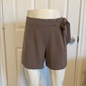 Banana Republic High Waist Brown Shorts with Scalloped Hem